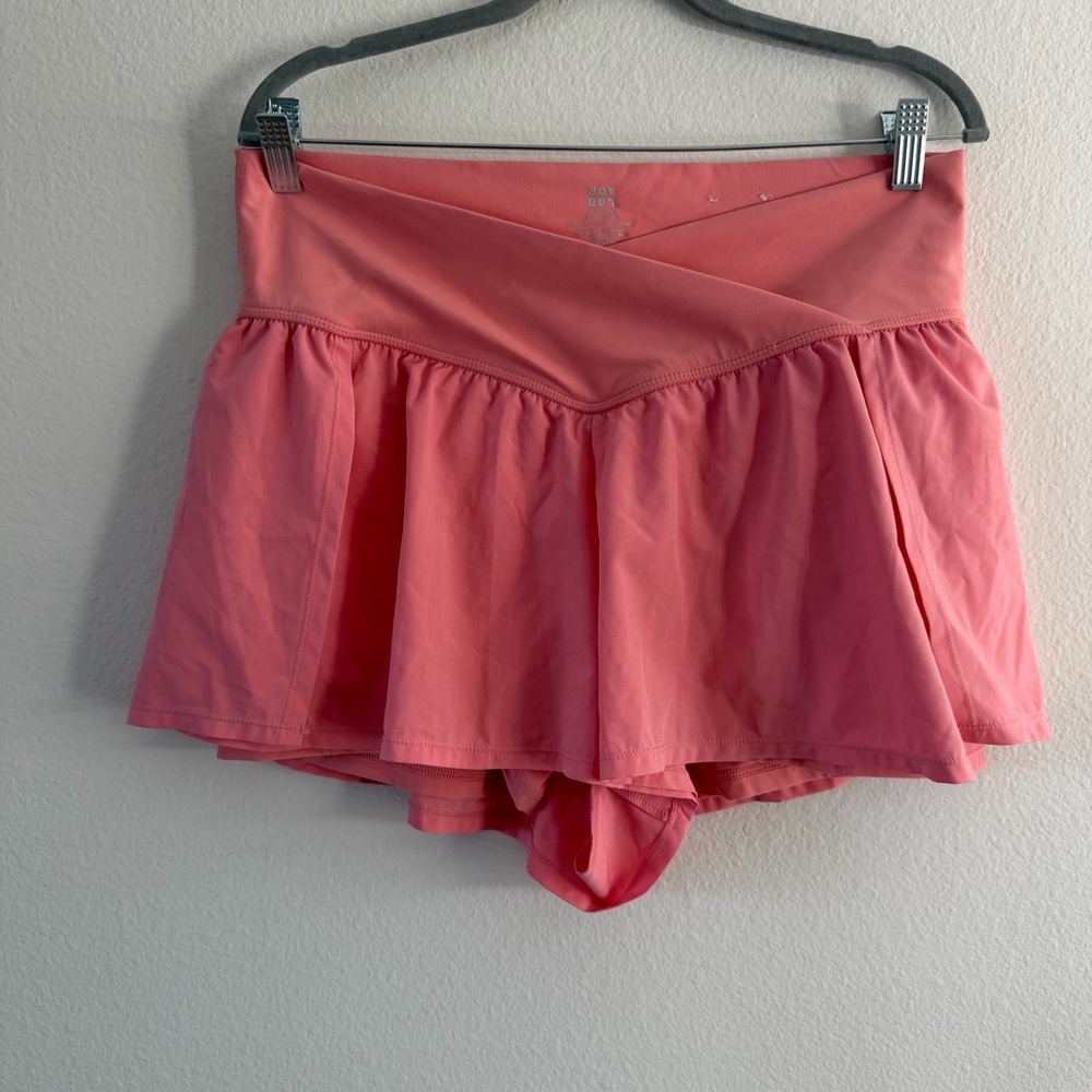 JoyLab Women’s Crossover Waistband High Rise Woven Pink Athletic Shorts